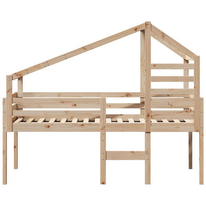 Hochbett mit Dach 80x200 cm Kiefer Massivholz