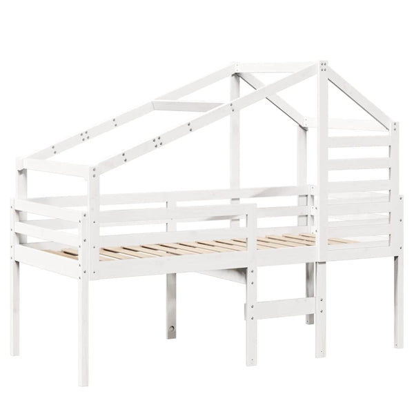Weißes Hochbett mit Dach 80x200 cm Kiefer