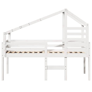 Weißes Hochbett mit Dach 80x200 cm Kiefer