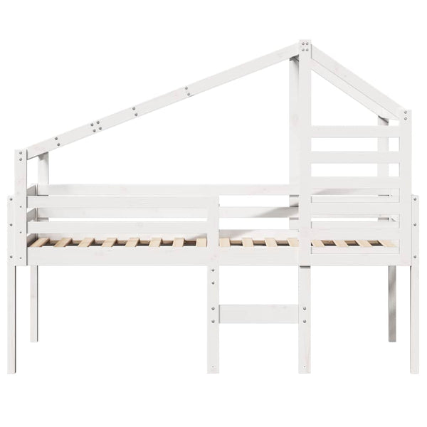 Weißes Hochbett mit Dach 80x200 cm Kiefer