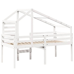 Weißes Hochbett mit Dach 80x200 cm Kiefer