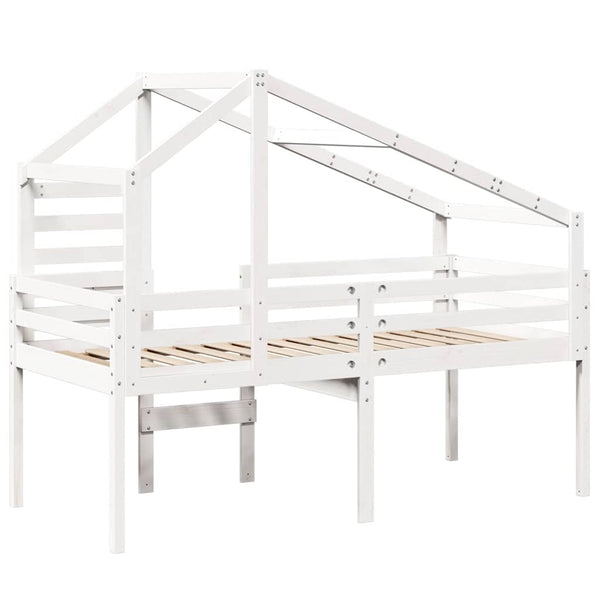Weißes Hochbett mit Dach 80x200 cm Kiefer