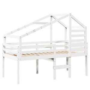 Hochbett mit Dach Weiß 90x200 cm Kiefer