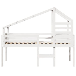 Hochbett mit Dach Weiß 90x200 cm Kiefer