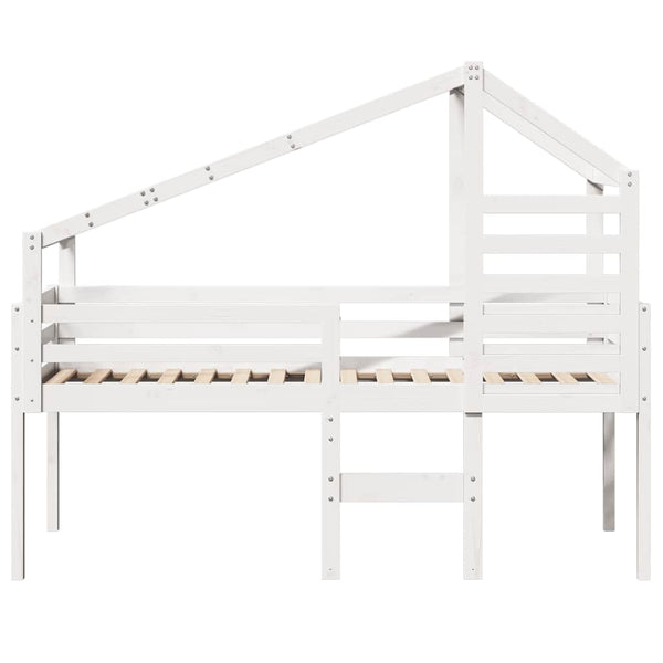 Hochbett mit Dach Weiß 90x200 cm Kiefer