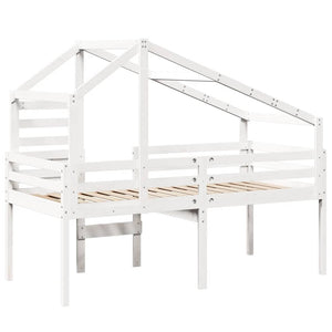 Hochbett mit Dach Weiß 90x200 cm Kiefer