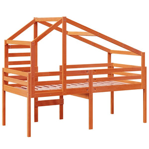 Hochbett mit Dach 90x200 cm Kiefer Massivholz