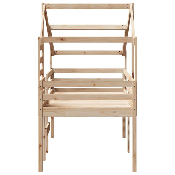 Hochbett mit Dach 90x190 cm Kiefer Massivholz