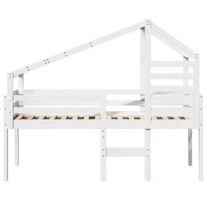 Weißes Kiefernholz Hochbett mit Dach 90x190 cm