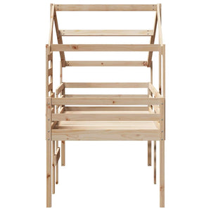 Kiefer Hochbett mit Dach 75x190 cm