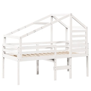 Weißes Kiefernholz Hochbett mit Dach 75x190 cm