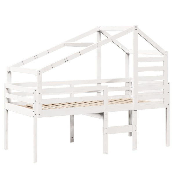 Weißes Kiefernholz Hochbett mit Dach 75x190 cm
