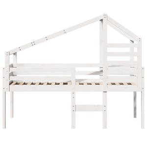 Weißes Kiefernholz Hochbett mit Dach 75x190 cm