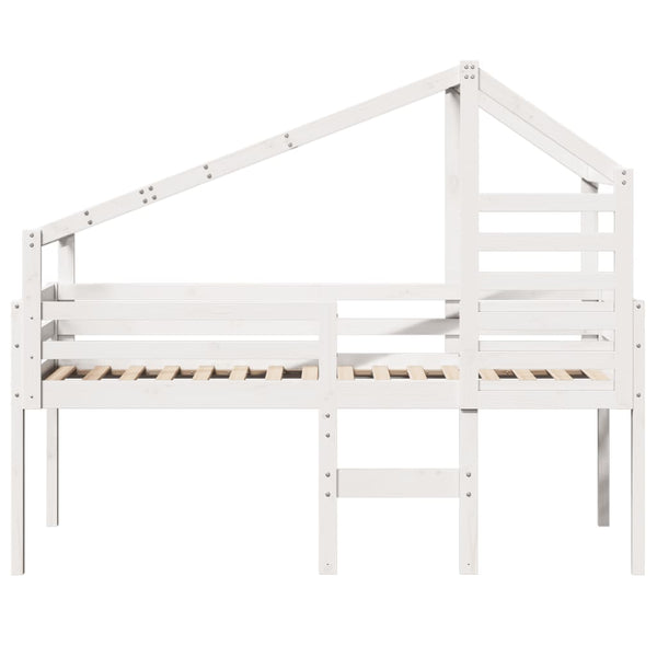 Weißes Kiefernholz Hochbett mit Dach 75x190 cm