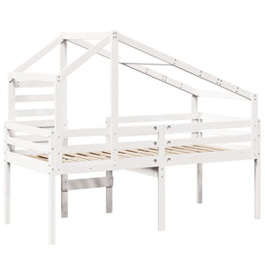 Weißes Kiefernholz Hochbett mit Dach 75x190 cm