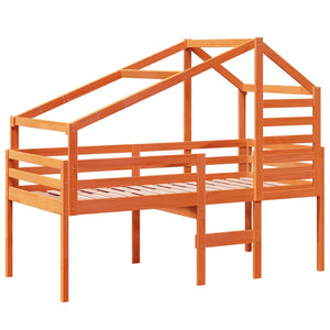 vidaXL Lit mezzanine avec toit Marron miel 75x190 cm Pin massif