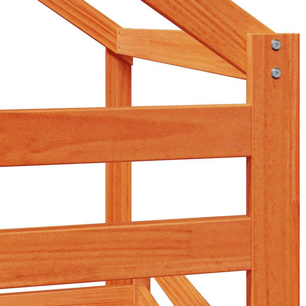 vidaXL Lit mezzanine avec toit Marron miel 75x190 cm Pin massif