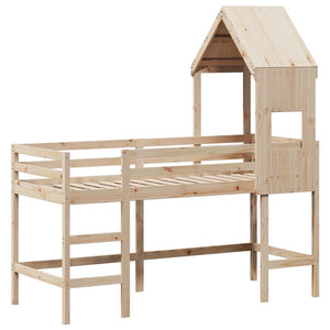 Hochbett 90x190 cm Kiefer Massivholz mit Leiter