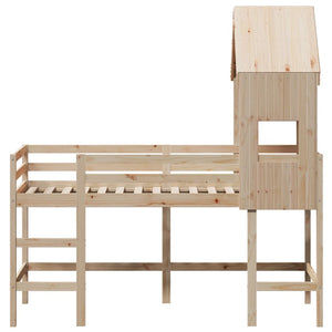 Hochbett 90x190 cm Kiefer Massivholz mit Leiter