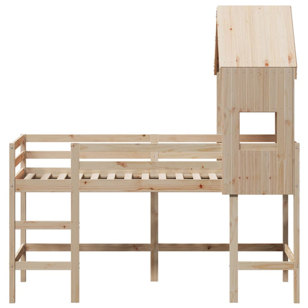 Hochbett 90x190 cm Kiefer Massivholz mit Leiter