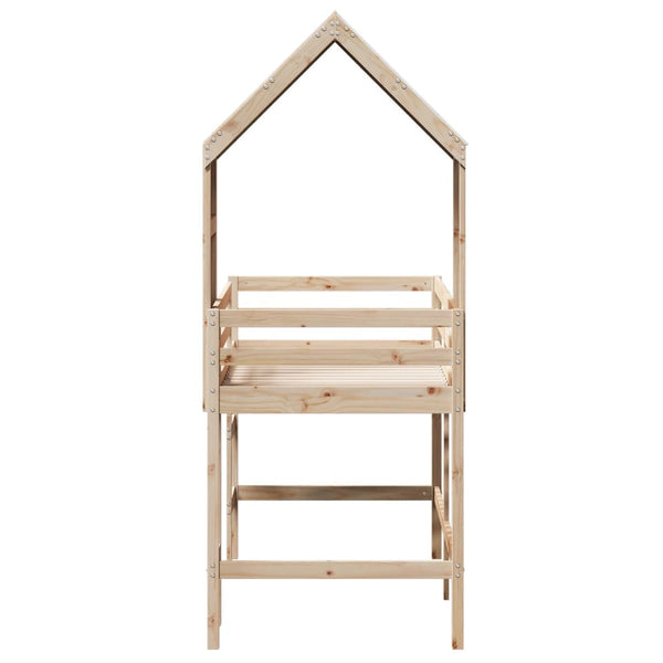 Hochbett 90x190 cm Kiefer Massivholz mit Leiter