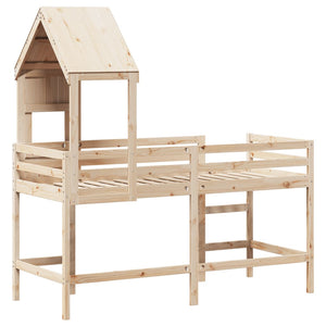 Hochbett 90x190 cm Kiefer Massivholz mit Leiter
