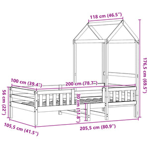 vidaXL Lit en bois massif avec toit 100x200 cm pin