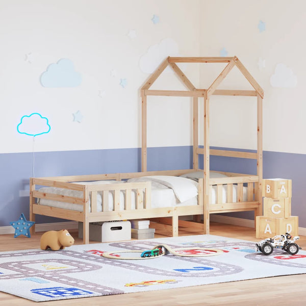 vidaXL Lit en bois massif avec toit 100x200 cm pin