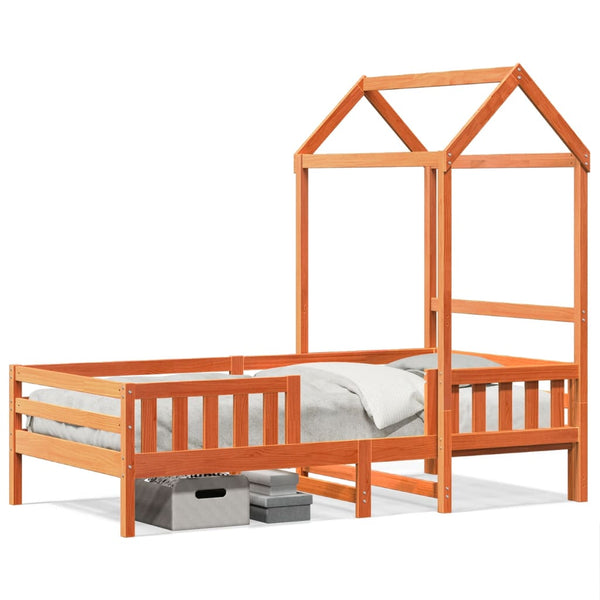 Massivholzbett Kiefer mit Dach 90x200 cm