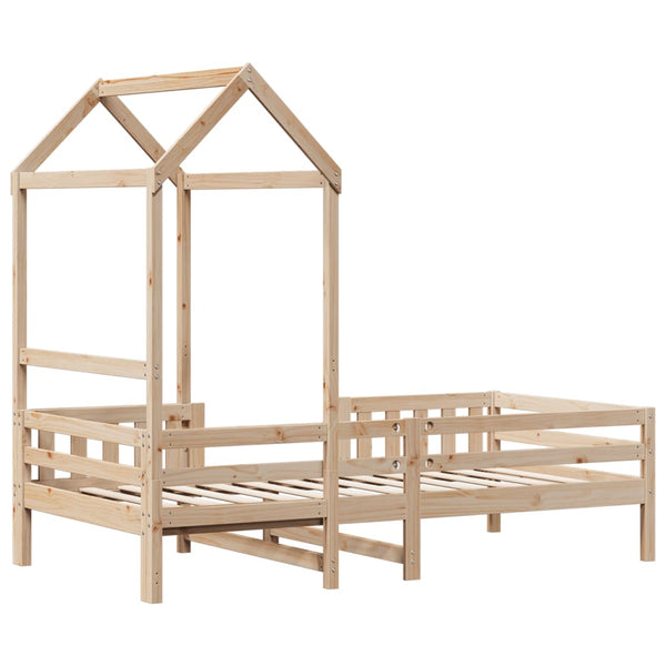 Massivholzbett Kiefer mit Dach 80x200 cm