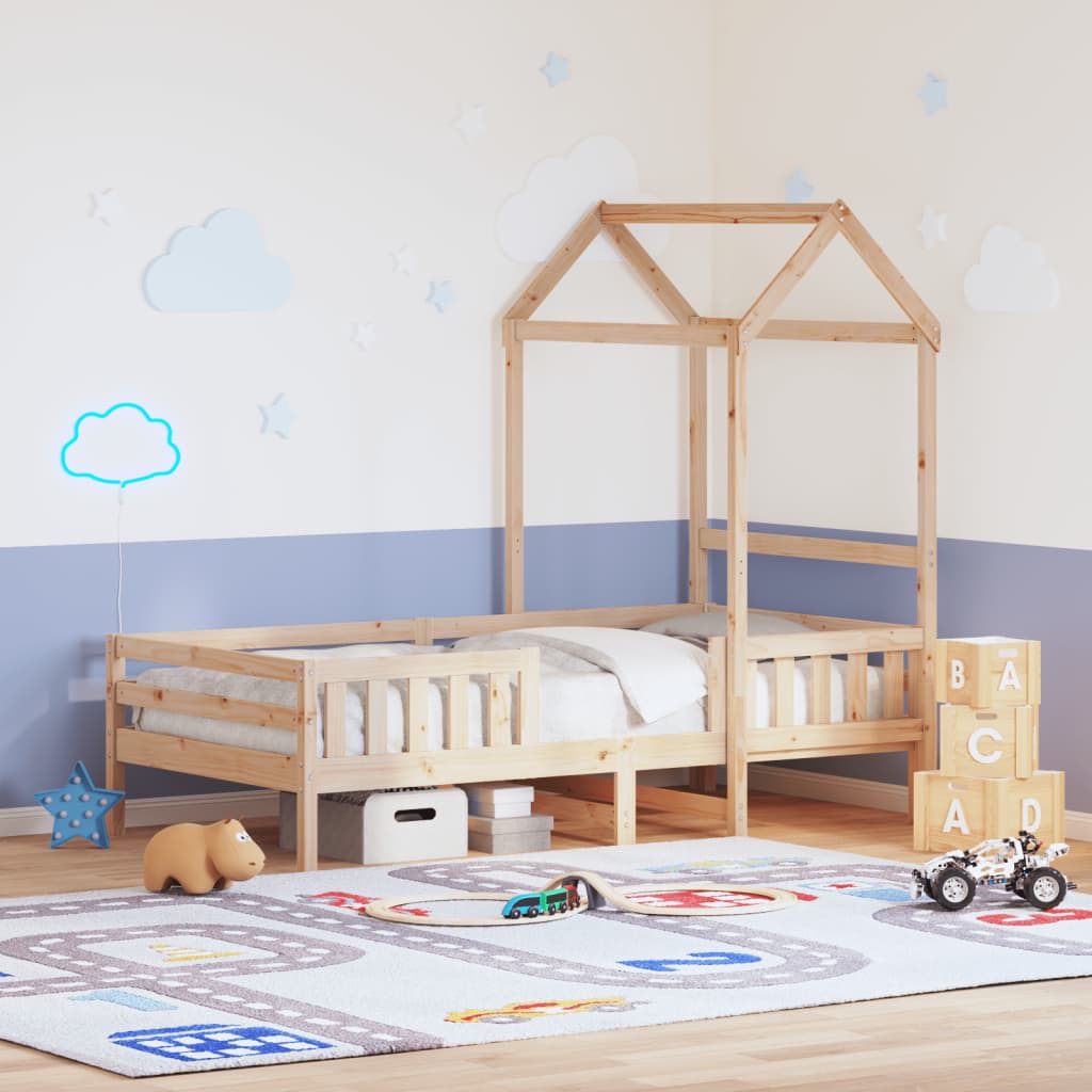 Massivholzbett Kiefer mit Dach 80x200 cm
