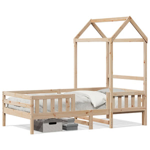 Massivholzbett Kiefer mit Dach 75x190 cm