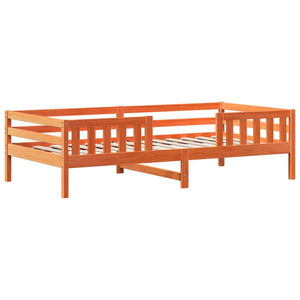 Massivholzbett mit Bank & Dach Orange 80x200 cm