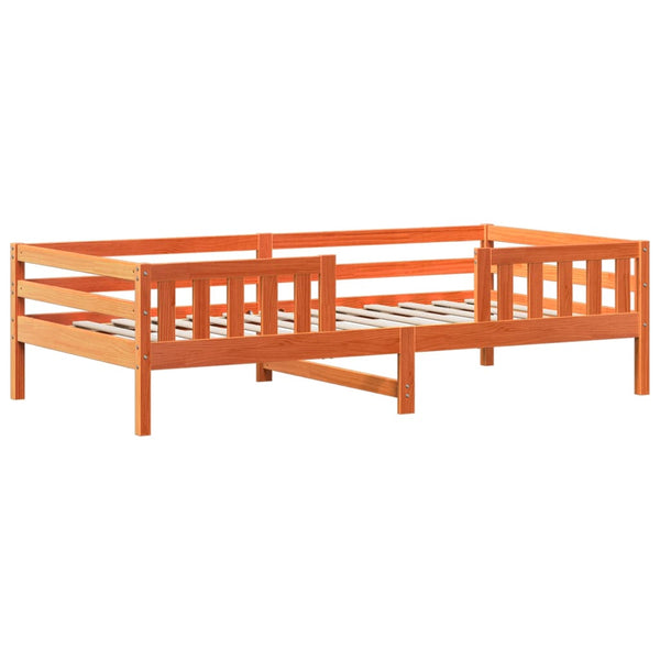 Massivholzbett mit Bank & Dach Orange 80x200 cm