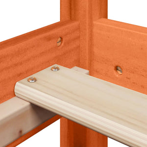 Massivholzbett mit Bank & Dach Orange 80x200 cm