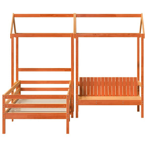 Massivholzbett mit Dach Orange 75x190 cm