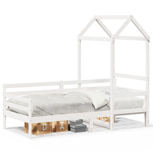 Tagesbett mit Dach Weiß 80x200 cm Kiefernholz