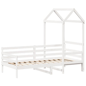 Tagesbett mit Dach Weiß 80x200 cm Kiefernholz