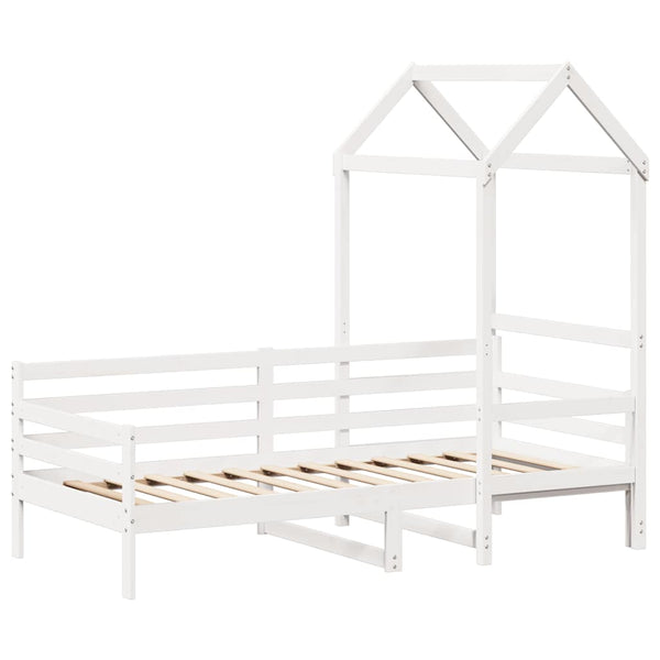 Tagesbett mit Dach Weiß 80x200 cm Kiefernholz