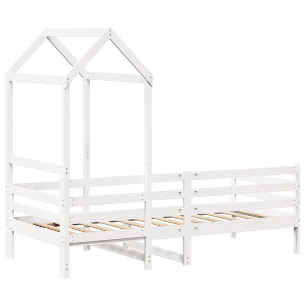 Tagesbett mit Dach Weiß 80x200 cm Kiefernholz