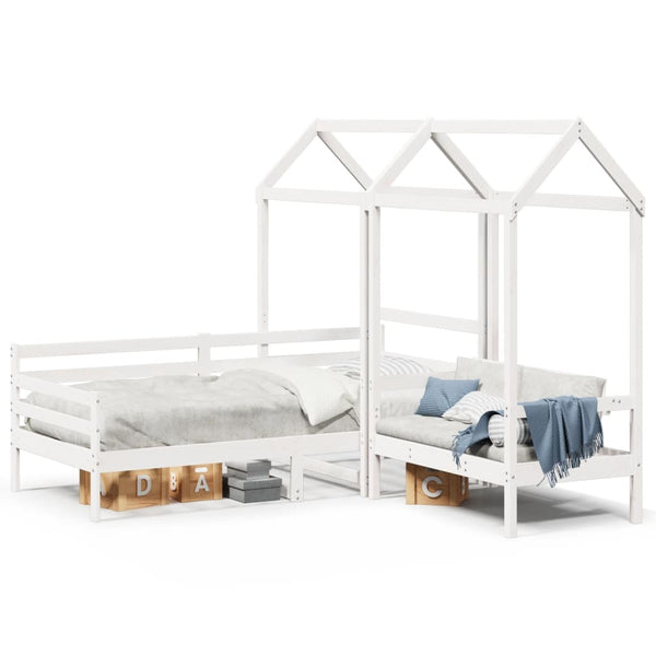 Tagesbett mit Dach Weiß 80x200 cm Kiefernholz