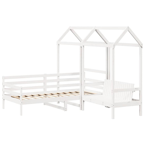 Tagesbett mit Dach Weiß 80x200 cm Kiefernholz