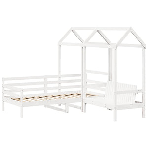 Tagesbett mit Dach Weiß 80x200 cm Kiefernholz