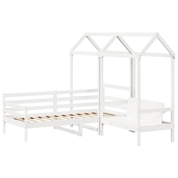 Tagesbett mit Dach Weiß 80x200 cm Kiefernholz