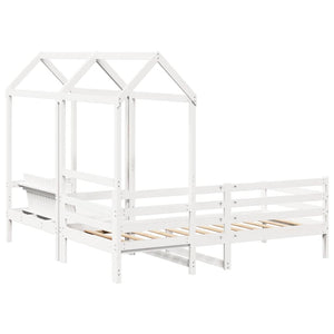 Tagesbett mit Dach Weiß 80x200 cm Kiefernholz