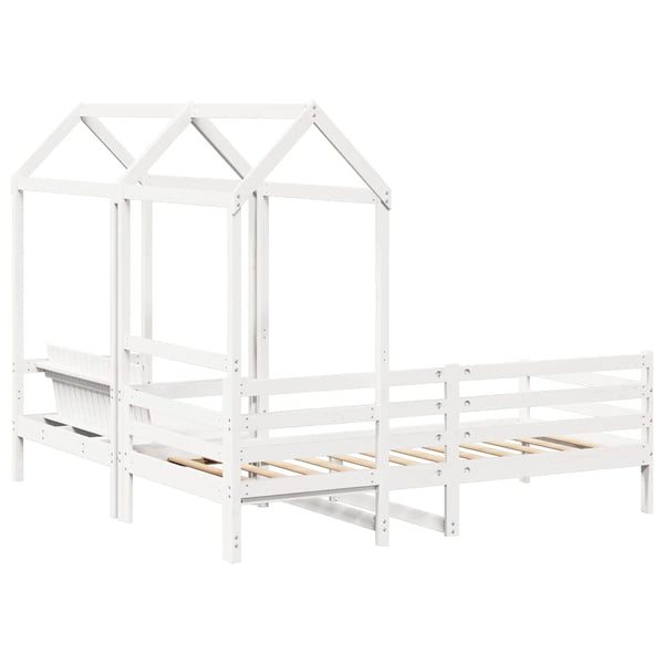 Tagesbett mit Dach Weiß 80x200 cm Kiefernholz