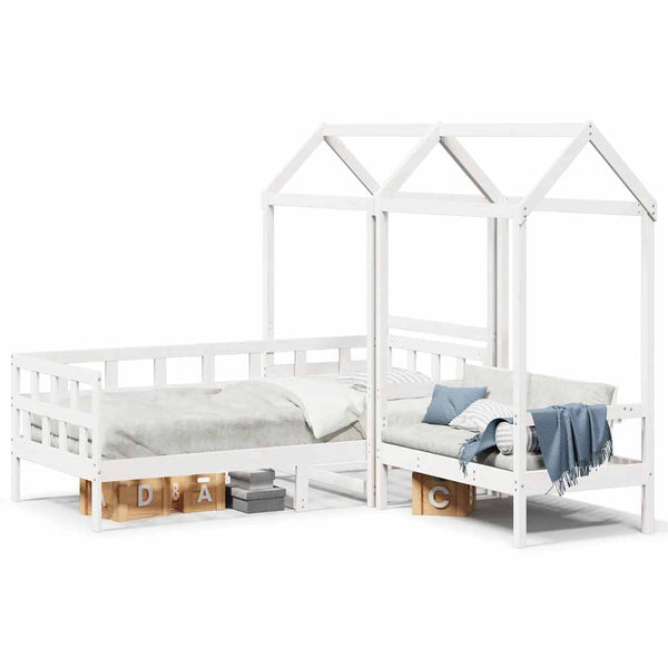 Tagesbett Set mit Dach 80x200 cm Kiefer Weiß