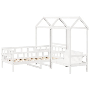Tagesbett Set mit Dach 80x200 cm Kiefer Weiß