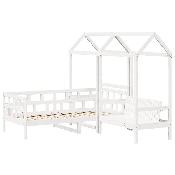 Tagesbett Set mit Dach 80x200 cm Kiefer Weiß