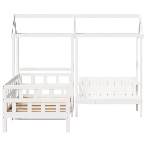 Tagesbett Set mit Dach 80x200 cm Kiefer Weiß